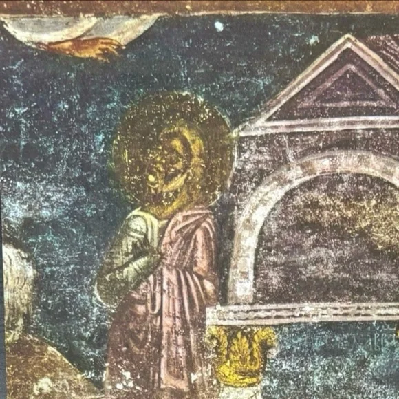 Original Vintage Fine Art Print Poster Medieval Yugoslavia Wall Frescoes Antique